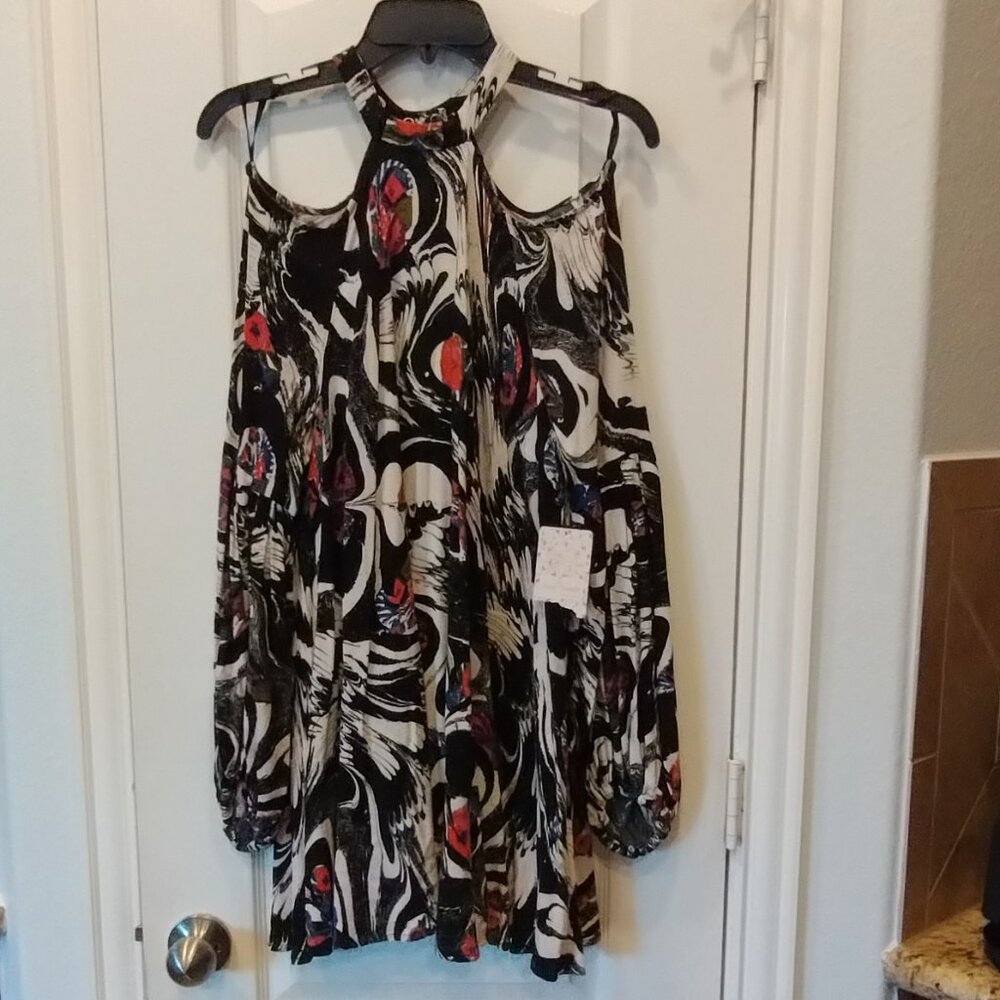 Free People Drift Away Tunic Cold Shoulder Mini Dress Size M NWT